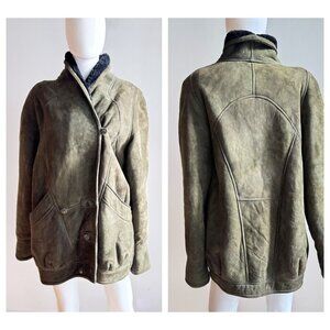 Vintage Dagorret Suede Sheepskin Lined Winter Coat L